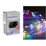 30 Multicolour Battery Operated LED Wire Pin String Lights 3m
