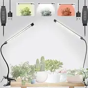 SupreTop Clip On Grow Light for Indoor Plants,Full Spectrum Led Plant Grow Lights with Auto-Timer, Plant Growing Lamp for Seed Starting,Houseplants, Bonsai, Pot Plant,1 Lamp(2 Pack)