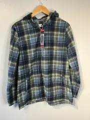 NWT O'Neill Half Zip Polar Fleece Hoodie Size Medium Blue Plaid Women’s
