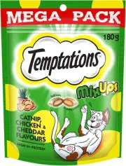 TEMPTATIONS Cat Treats Mixups Catnip, Chicken and Cheddar 180G Bag, 5 Pack