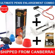 Mens Penis Stretcher Extender & Large Size Vacuum Pump & Jelqing Exercise Tool