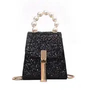 Mini Square Pearl Glitter Leather Sequins Handbag Girls Shoulder Bag