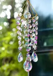 1 AB Rainbow Crystal Chandelier Decorative Suncatcher DIY Geometric Design Chime