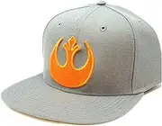 [Bioworld] Star Wars Rebel Crest Flat Bill Snapback Hat Grey, Grey, One Size