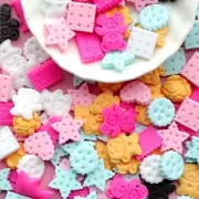 50 Mixed Color Flatback Resin Assorted Shape Cookie Biscuit Cabachons Crafts DIY