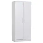 Multi-Purpose Broom Pantry Storage Cupboard 2 Door Muti Shelves White