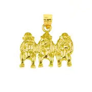 14K Gold Monkey See, Hear, Speak No Evil Charm