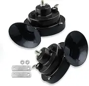 awlbed 2 PCS Car Snail Air Horn Replacement, 300DB Super Loud Waterproof 12V Vehicle Speaker, Universal Round Automotive Whistle Horn Accessories for Car Truck Bike Boat Motorcycle (Black)