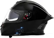 Bluetooth Motorbike Helmet Full Face Motorcycle Helmet with Built-in Dual Visor for Adult Men Women Motocross Cruiser DOT/ECE Approved Integrated Communication System