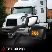 Fits 2004-2018 Volvo VN Arrow Style Sequential LED Signal Hood Mirrors Black