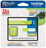 Brother 1/2" (12mm) White on Lime Green P-touch Tape for PT2700, PT-2700 Printer