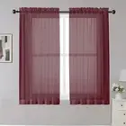 Sheer Curtains 45 Inches Long, Light Filtering Tiers Curtains Sheers for Kitchen