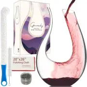 Wine Decanter with Cleaning Tools- Handmade Lead-free Crystal Swan-neck Decan...