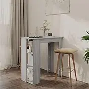 Grey Sonoma Bar Table with Shelf for Kitchen, Compact Dinner Dining Room Set, Engineered Wood, 102x50x103.5cm (inch)