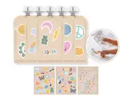 Customizable Reusable Food Pouches with Stickers 5PK | Retro Rainbow - Cherub Baby