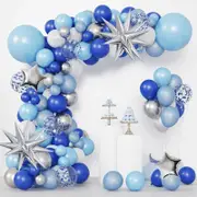 139Pcs Blue Balloon Wreath Arch Kit Exploding Star And Pentagram Balloons Birthday Parties Friends Parties And Weddings