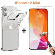 For Apple iPhone 12 Mini Clear Case Cover and Tempered Glass Screen Protector