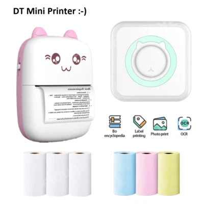 DT Mini Pocket Thermal Printer Bluetooth Wireless Photo Notes Inkless -NEW