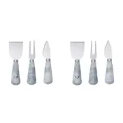 2x 3pc Davis & Waddell Nuvolo Marble Cheese/Pate Spreader Slicer Knife Set White