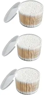 DRESSOOS 3 Boxes 500pcs Bamboo Handle Double-head Cotton Sticks Makeup Remover Pads Makeup Cotton Swabs for Women Men Home Shop Use