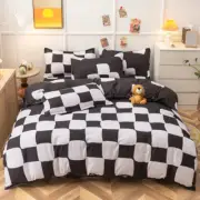 New Black White Checked Chess Quilt Cover Sheet Pillowcase Set S D Q K AU STOCK