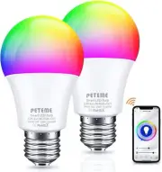 Peteme Alexa Smart Light Bulbs, LED Cool/Warm White RGB Color Changing WiFi Smar