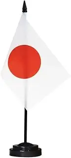 6PCS 21x14cm Japanese Flag Japan Table Flag With Wooden Stick & Black Base