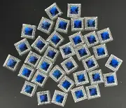 35 pcs Square Blue Acrylic Flatbacks Rhinestones 12mm