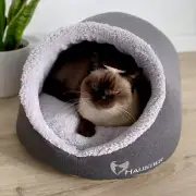 Cozy Cat House Bed Pet Cave Igloo Nest Kennel Soft Warm Hooded Kitten Bed