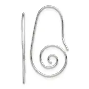 Sterling Silver Rhodium-Plated Hook Swirl Earrings