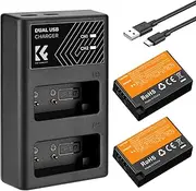 K&F Concept LP-E17 Replacement Battery 2 Pack and Charger for EOS RP, Rebel T8i, T7i, T6i, T6s, SL2, SL3, EOS M3, M5, M6 Mark II, 77D, 200D, 750D, 760D, 800D, 8000D (Micro USB Port,1250mAH)