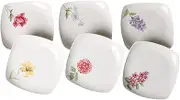 Bicuzat Flowers Pattern Square Plates Set, Ceramic Dessert Plates, Appetizer Plates, 5 Inch, Set of 6,