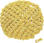 VG Sports 11 Speed Bike Chain Steel Compatible with Shimano, SRAM, Ultegra, Dura Ace - Anti-Corrosion Gold Design, Easy Speed Control, Fits Most Bicycles - 8.7 x 2.4 x 0.4 inches