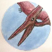 Pterodactyl Dinosaur Christmas Ornament * HP Needlepoint Canvas * By LLemon
