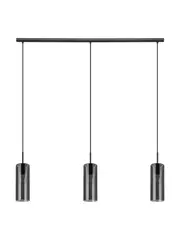 Form 3 Light Bar Pendant in Black with Smoke Glass