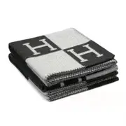 Newwool Cashmere Throw Plaid Blankets Pillow Sofa Bedding Shawl Xmas Gift Black - Black White