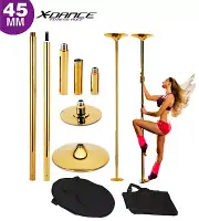 X-Dance Pole 45mm Gold Spinning Stripper Sport Fitness Exercise with Carry Case.