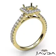 French Cut Prong Diamond Engagement Princess Semi Mount Ring 14k Yellow Gold 1Ct