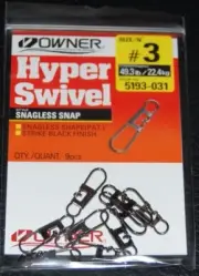 Owner Snagless Snaps - Size #3 - Rated 50lb - Pack of 9