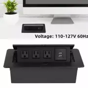 Pop Up Socket Power Strip US Plug Countertop Recessed w/ 3 Outlets+2 USB Ports