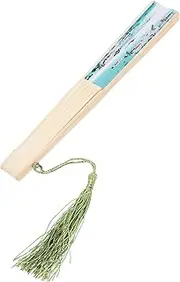 HAMPPLIES Classic Folding Fan Tassel Handheld Small Portable Fan for Decorative Use