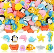 24 pcs Mini Sea Animal Erasers for Kids Desk Pet, Cute 3D Animal Pencil Erasers for Kids Classroom Prizes, Class Treasure Box,Game Rewards,Party Favors, Non Removable