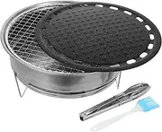 ANDRESLAD 1 Set Portable Charcoal Bbq Grill Set Stainless Steel Camping Stove with Non Stick Grilling Rack Easy to Clean Durable for Outdoor Cooking and Picnics