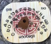 Ouija Board Celtic Shield Knot Irish Pagan Planchette Black Game Wood Painted