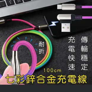 【京太陽】100CM 七彩鋅合金充電線(充電線 數據線 安卓 蘋果 typec apple)