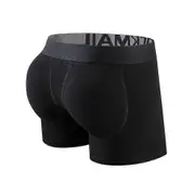 Men's Butt Lifting Underwear - Hip Enhancing Boxer Briefs with Removable Padded Cup black L