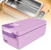 Electric Heated Lunch Box, 1L Portable Self Heating Lunch Box, Rechargeable Lunch Warmer with LED Display & Tableware, 6 Hours of Cold Storage and Freshness, Removable Stainless Steel Purple