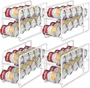 MOOACE 4 Pack - Can Dispenser Rack, Stackable Can Storage Organizer Holder for Canned food Kitchen Cabinet Pantry Countertop, White