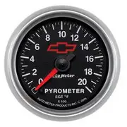 Autometer GM Chevy Bowtie Pyrometer Kit Black Face - 2000 F, 2 1/16 Inch, AU3645-00406