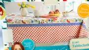 Pioneer Woman Tablecloth Country Floral Red Checkered Heavy Fabric Sz 60x102"